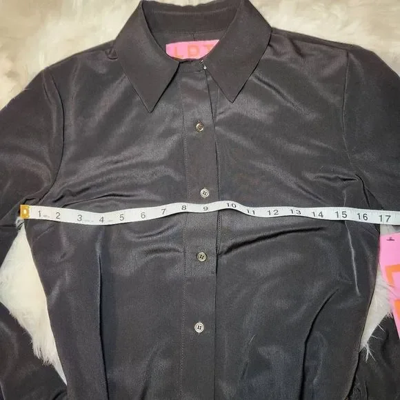 New LDT Adrienne Button Front Belted Midi Shirt Dress - Picture 6 of 10